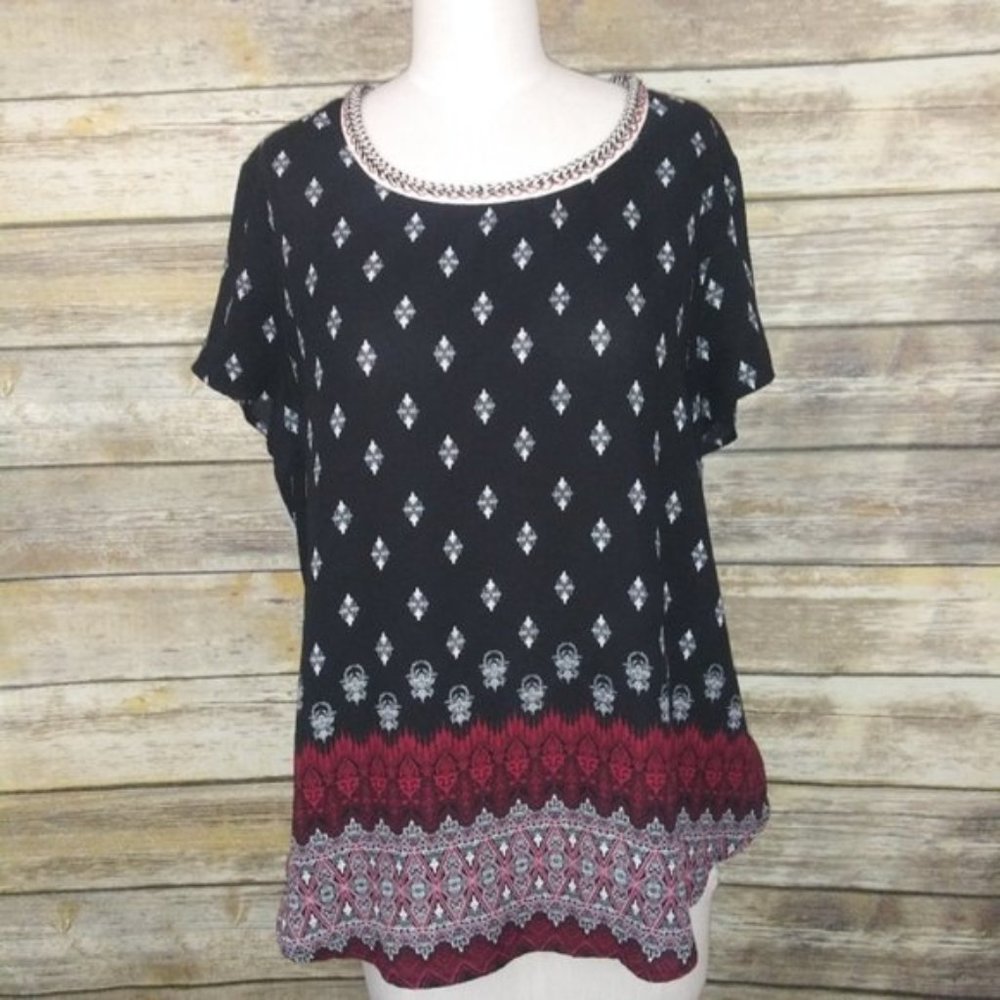 Rewind Boho Aztec Pattern Blouse Large - image 2